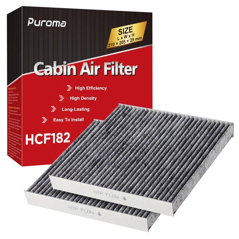 Puroma 2 Pack Cabin Air Filter with Activated Charcoal Layer Replacement for CP182, CF11182, Honda Civic, Clarity, CR-V, CR-Z, HR-V, Fit, Insight, Odyssey, Acura MDX, RDX, TLX, INTEGRA - Image 1